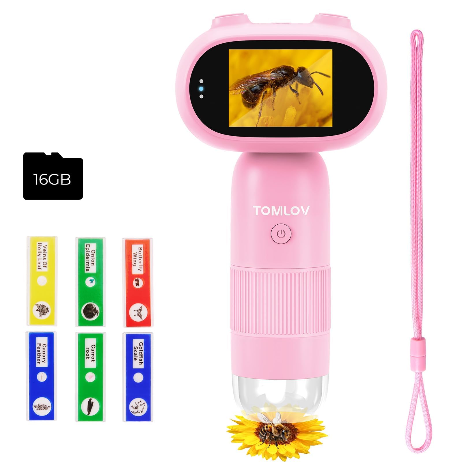 TOMLOV P10 Microscope for Adults Kids, Portable 100X Illuminated Jewelers Loupe, Handheld Coin Magnifier with Light for Collectors, Pocket Trichome Magnifying Glass, Digital Microscope with 2" Screen