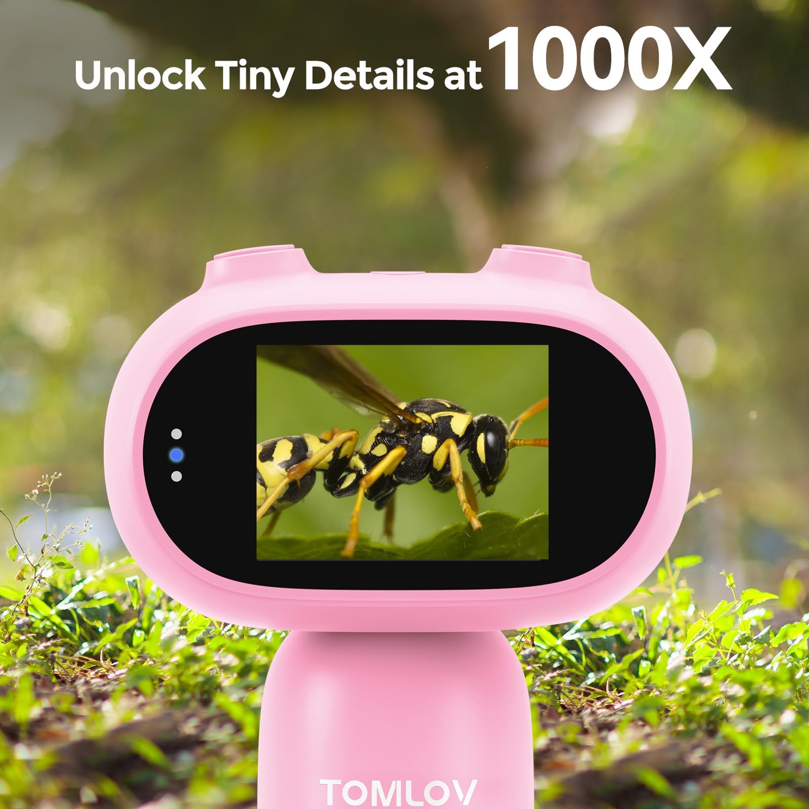 TOMLOV P10 Microscope for Adults Kids, Portable 100X Illuminated Jewelers Loupe, Handheld Coin Magnifier with Light for Collectors, Pocket Trichome Magnifying Glass, Digital Microscope with 2" Screen