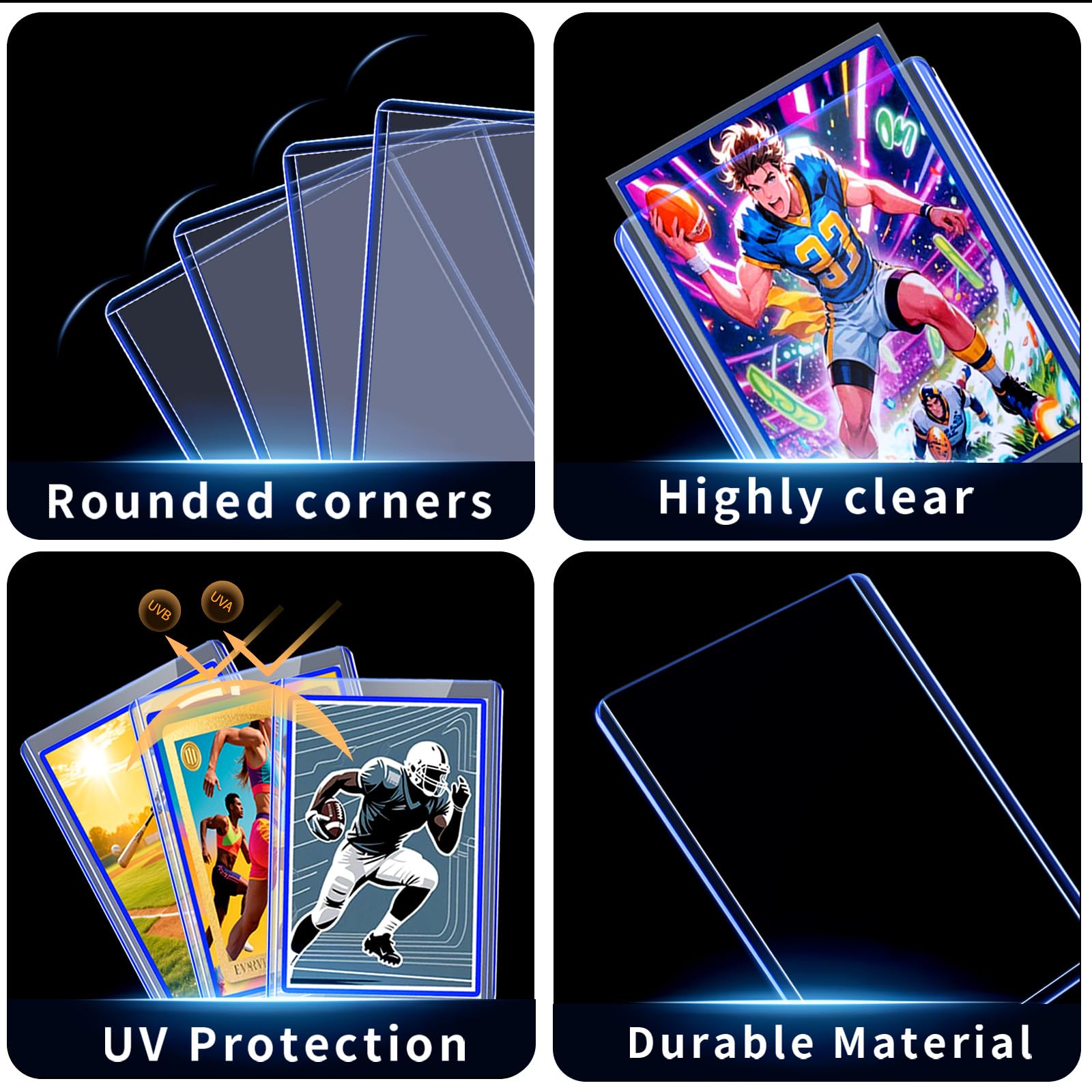 2000 Card Sleeves Top Loads for Cards,3"X4"Baseball Card Protectors,Toploaders Hard Plastic for Trading Game Sports Football Cards(1000 Hard Protectors + 1000 Soft Sleeves)