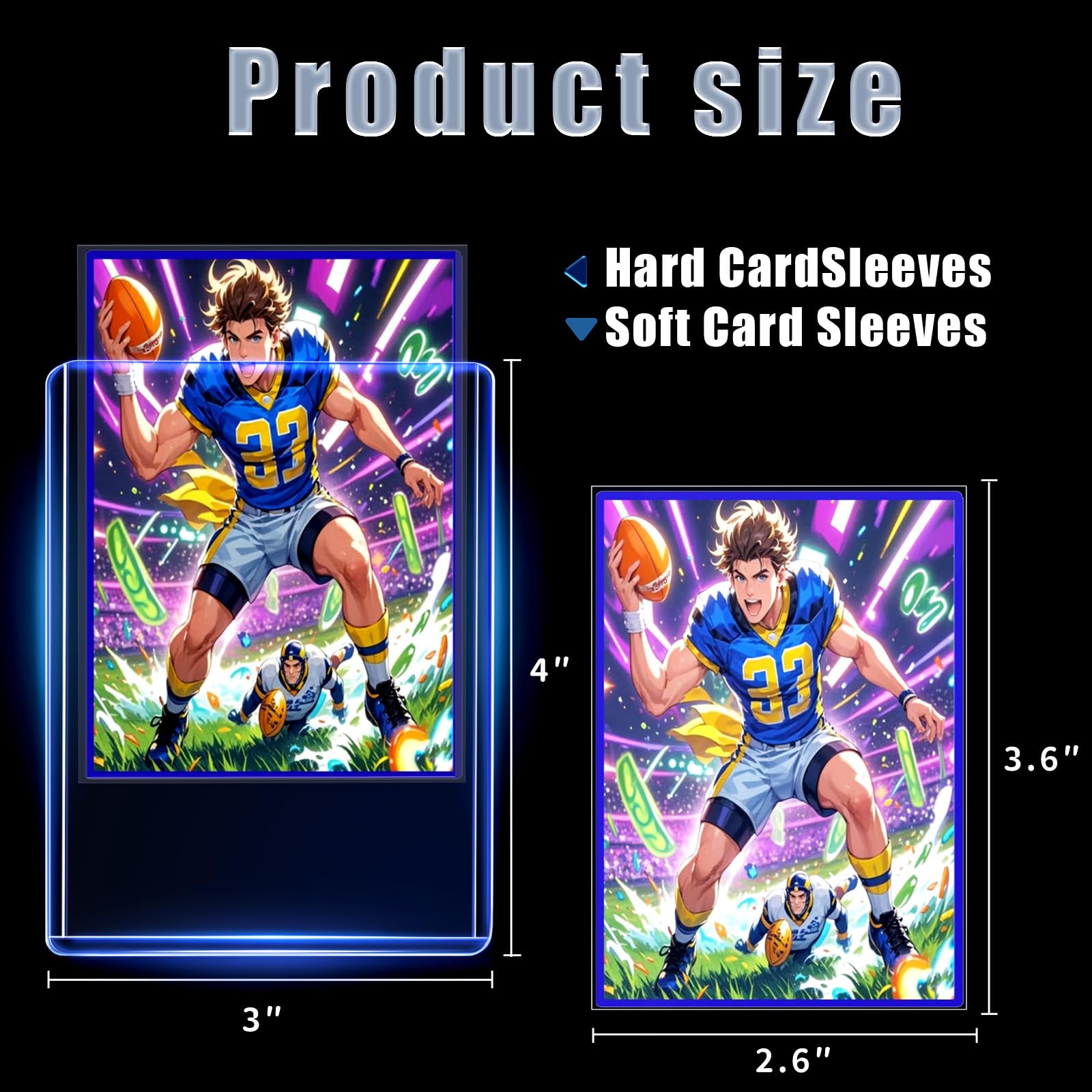 2000 Card Sleeves Top Loads for Cards,3"X4"Baseball Card Protectors,Toploaders Hard Plastic for Trading Game Sports Football Cards(1000 Hard Protectors + 1000 Soft Sleeves)