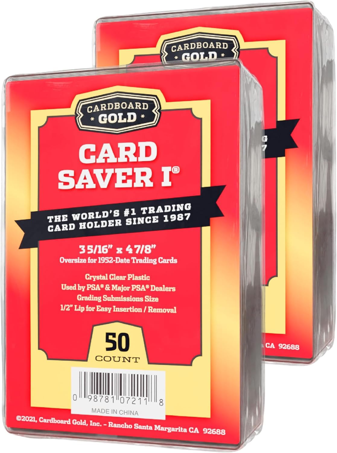 Cardboard Gold Card Saver 1-1000 Count - Semi Rigid Card Holder, Trading Card Protectors - PSA-Approved Cardsaver for Baseball, Trading, Sports Cards - Card Sleeves, Binder, & Storage Box Compatible
