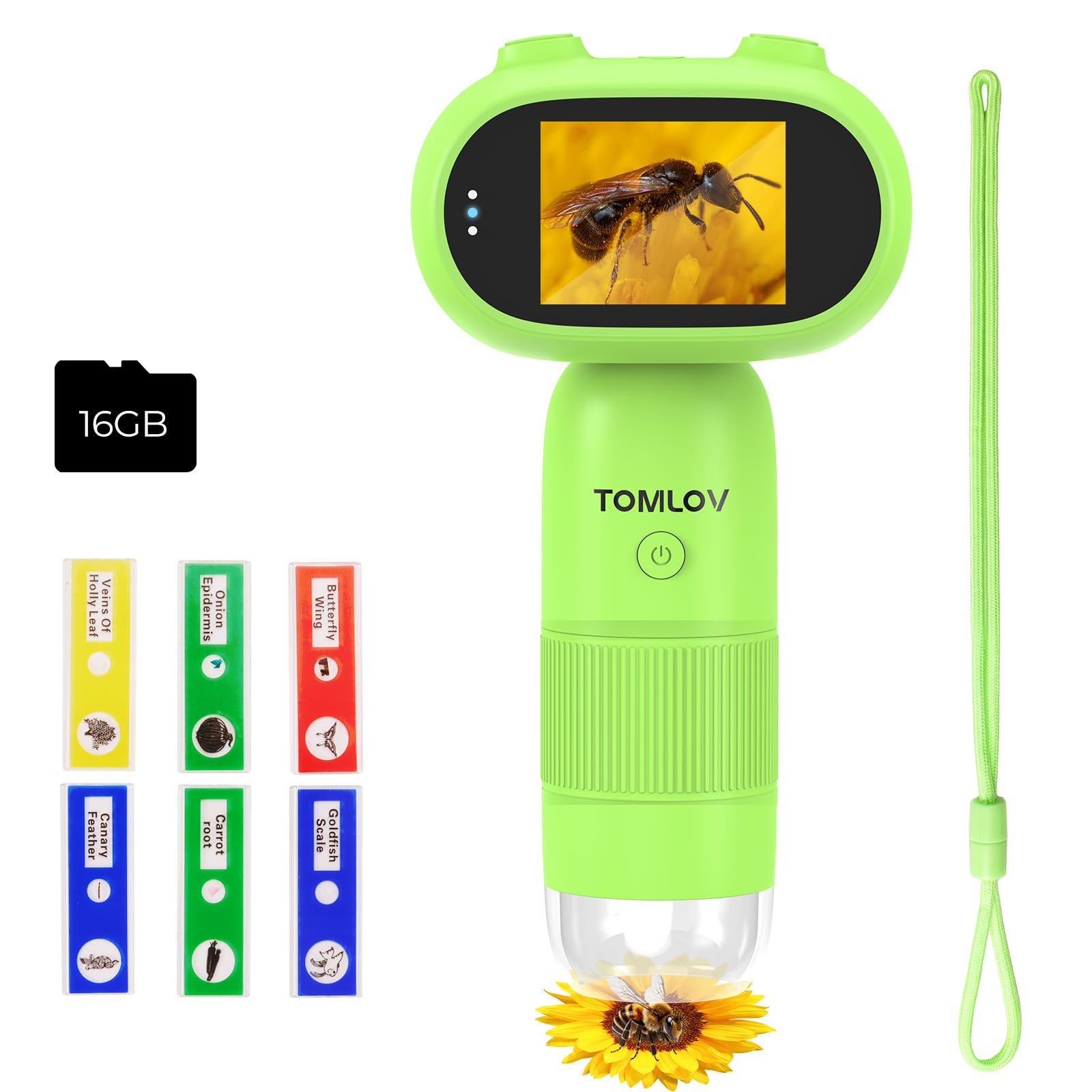 TOMLOV P10 Microscope for Adults Kids, Portable 100X Illuminated Jewelers Loupe, Handheld Coin Magnifier with Light for Collectors, Pocket Trichome Magnifying Glass, Digital Microscope with 2" Screen