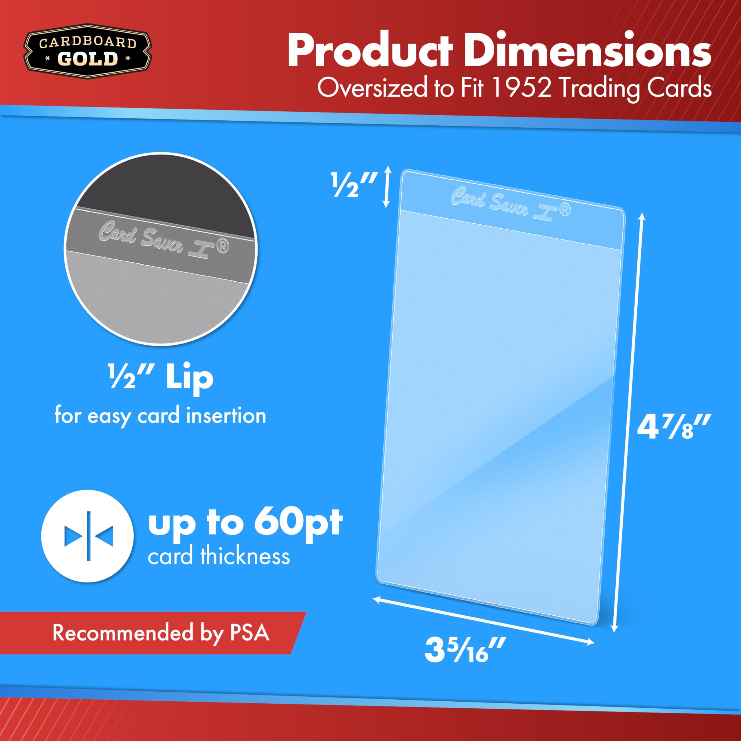 Cardboard Gold Card Saver 1-1000 Count - Semi Rigid Card Holder, Trading Card Protectors - PSA-Approved Cardsaver for Baseball, Trading, Sports Cards - Card Sleeves, Binder, & Storage Box Compatible