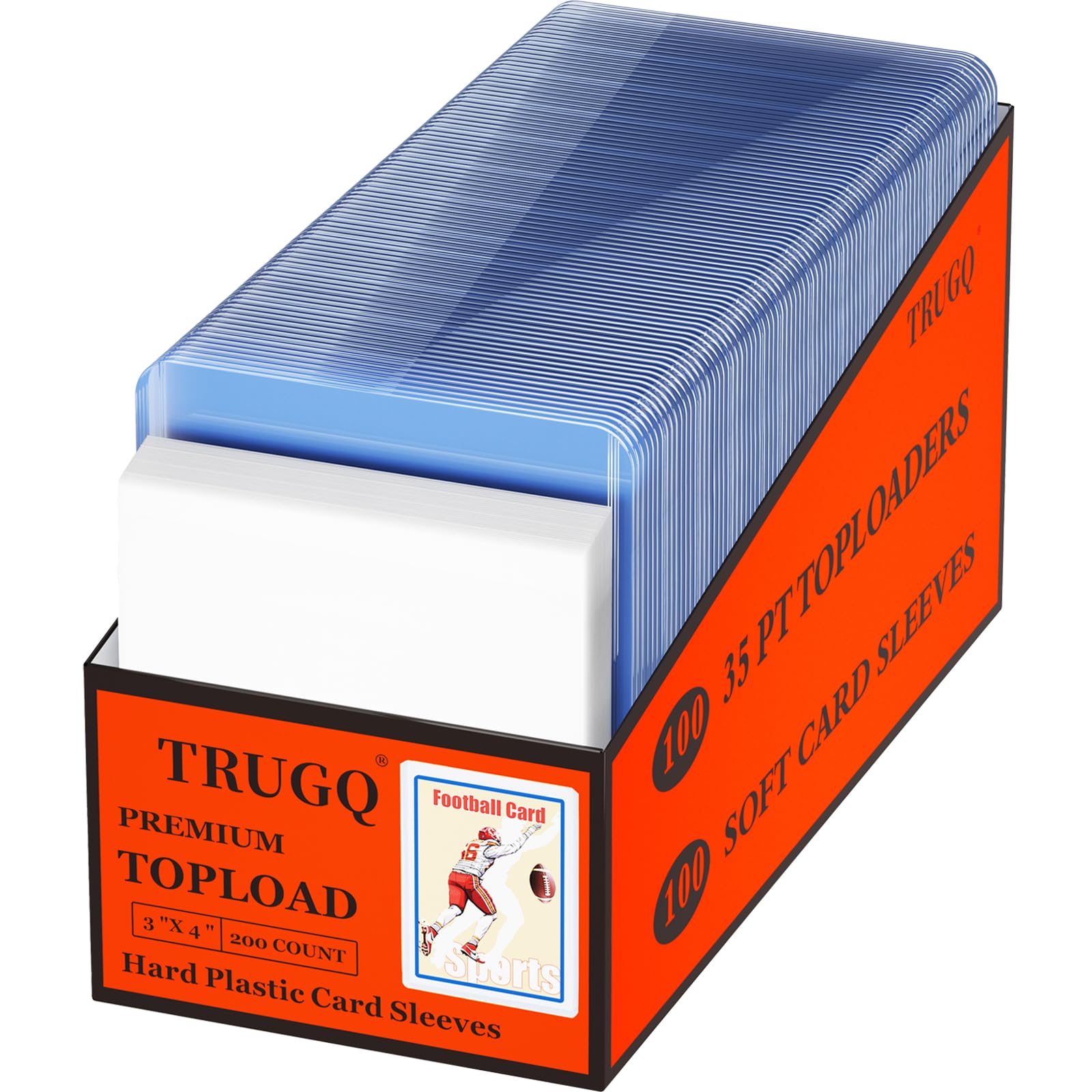 2000 Card Sleeves Top Loads for Cards,3"X4"Baseball Card Protectors,Toploaders Hard Plastic for Trading Game Sports Football Cards(1000 Hard Protectors + 1000 Soft Sleeves)