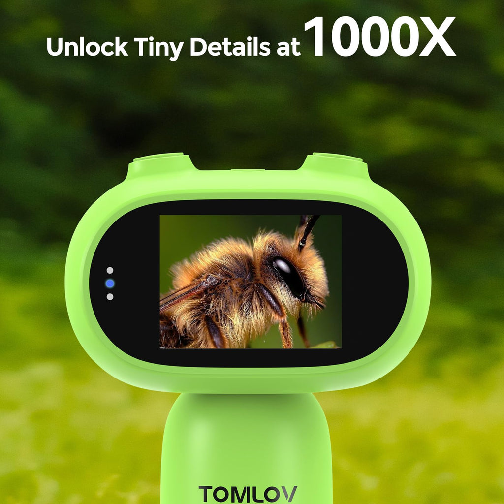 TOMLOV P10 Microscope for Adults Kids, Portable 100X Illuminated Jewelers Loupe, Handheld Coin Magnifier with Light for Collectors, Pocket Trichome Magnifying Glass, Digital Microscope with 2" Screen