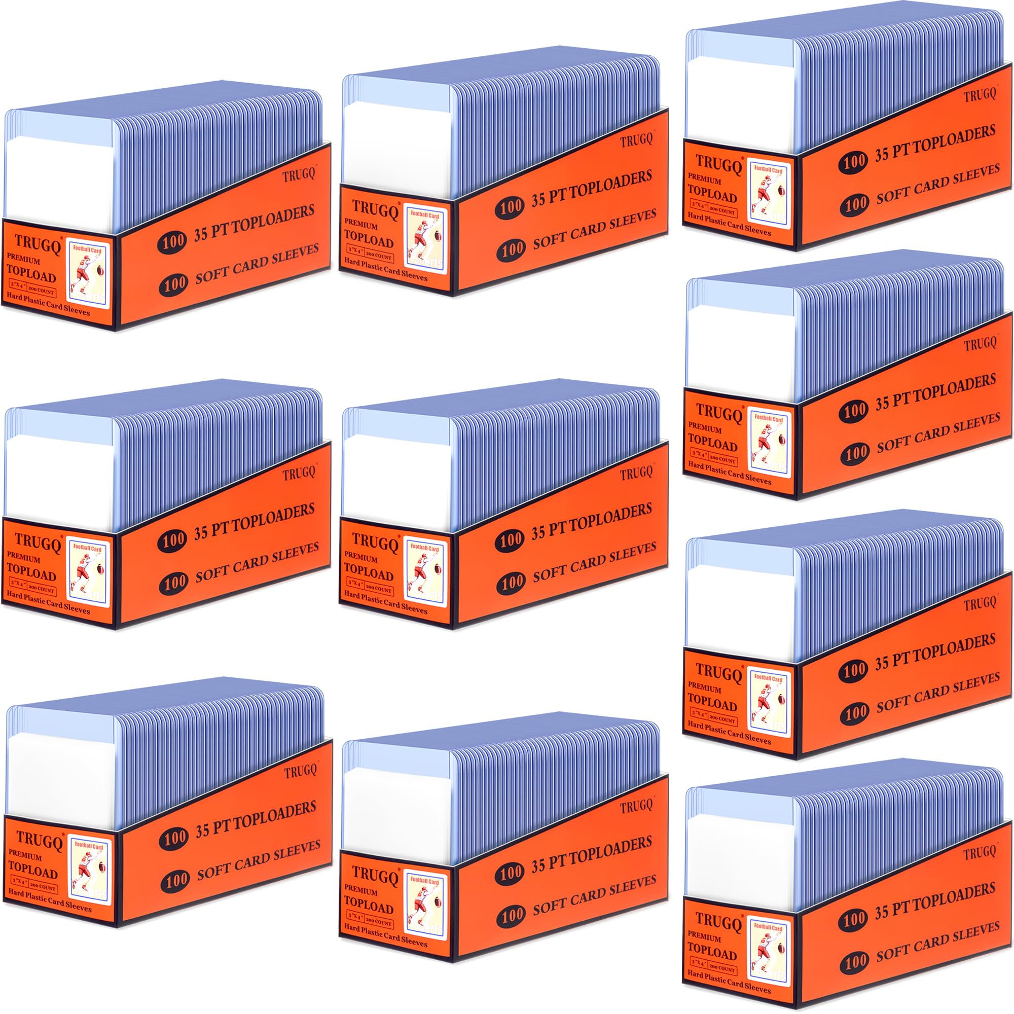 2000 Card Sleeves Top Loads for Cards,3"X4"Baseball Card Protectors,Toploaders Hard Plastic for Trading Game Sports Football Cards(1000 Hard Protectors + 1000 Soft Sleeves)