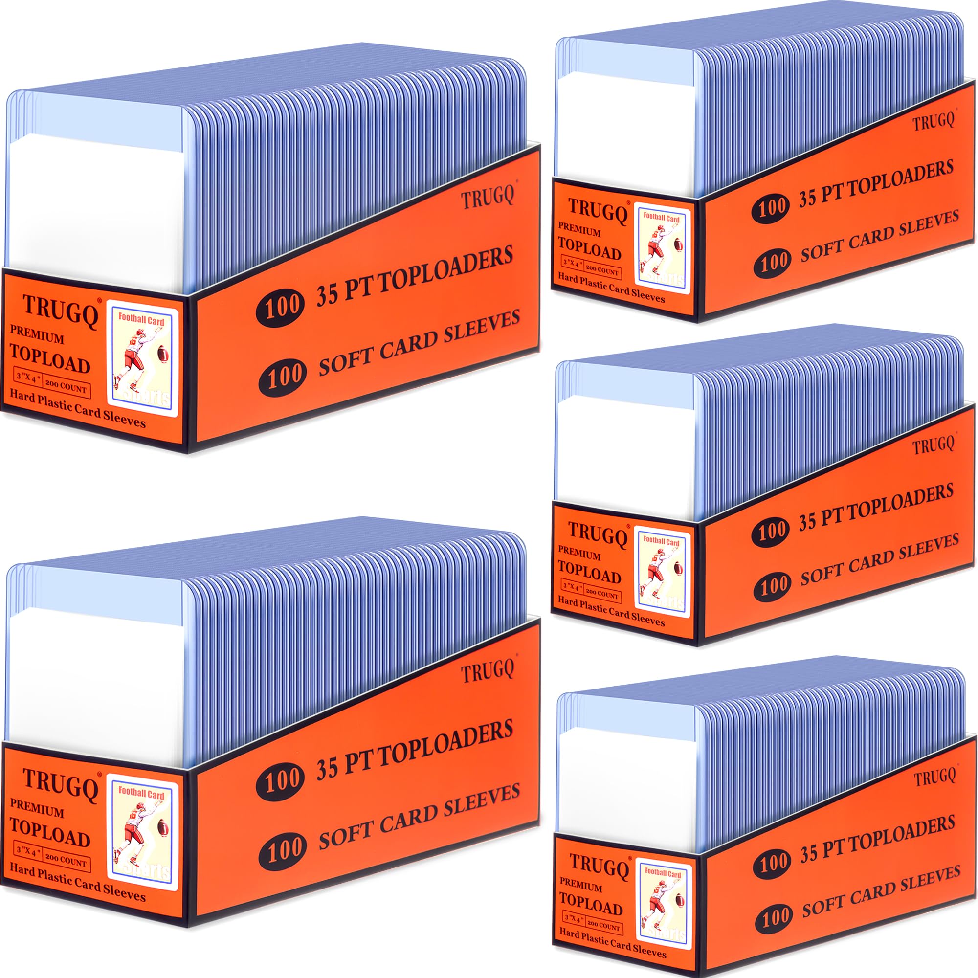 2000 Card Sleeves Top Loads for Cards,3"X4"Baseball Card Protectors,Toploaders Hard Plastic for Trading Game Sports Football Cards(1000 Hard Protectors + 1000 Soft Sleeves)